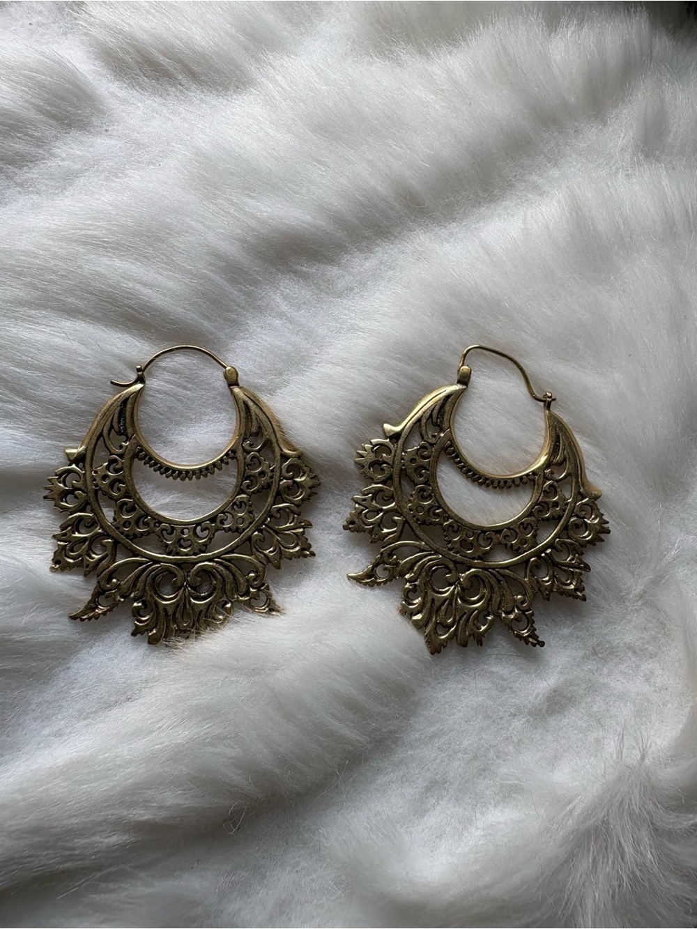 Ask & Embla Filigree Brass Hoop Earrings - Picture 4 of 4